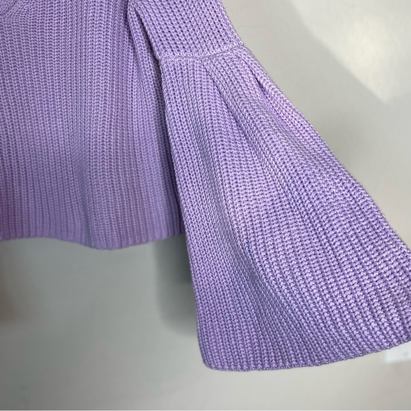 Free People Damsel Purple Bell Sleeve Pullover Sweater V Neck Women's Size S/P - Picture 6 of 7